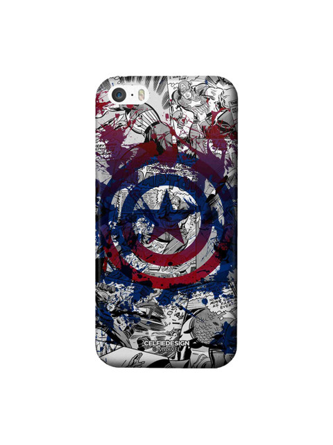 

CelfieDesign White & Navy Blue Splash Out Shield Printed iPhone SE Slim Back Case