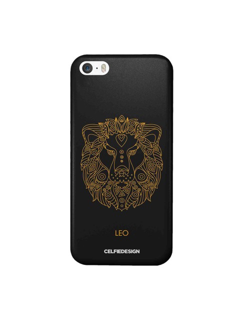 

CelfieDesign Black & Gold-Toned Leo iPhone SE Slim Back Case