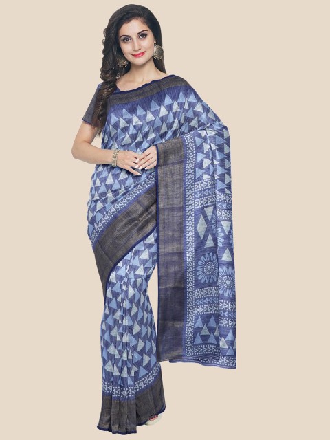 

Kalamandir Navy Blue Silk Blend Saree