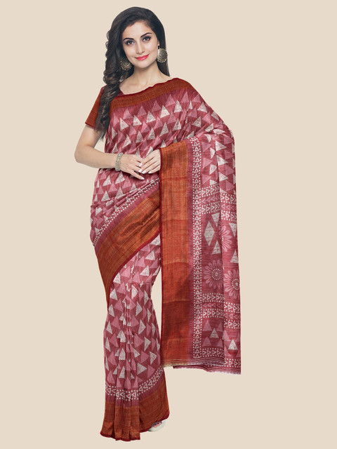 

Kalamandir Maroon & Off White Silk Blend Saree
