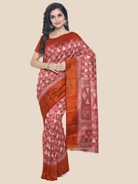 

Kalamandir Red & Off White Printed Silk Blend Saree