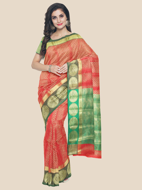 

Kalamandir Red & Green Woven Design Saree