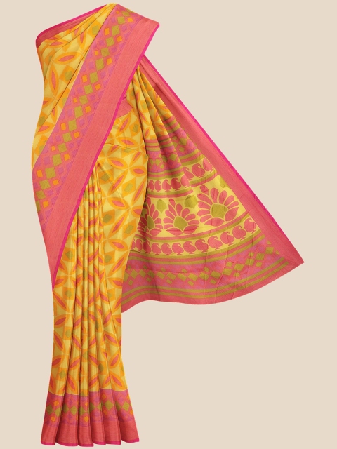 

Kalamandir Yellow & Pink Floral Printed Saree