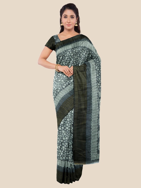 

Kalamandir Black & Grey Printed Zari Silk Blend Saree