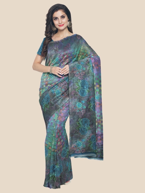 

Kalamandir Green & Blue Floral Printed Saree