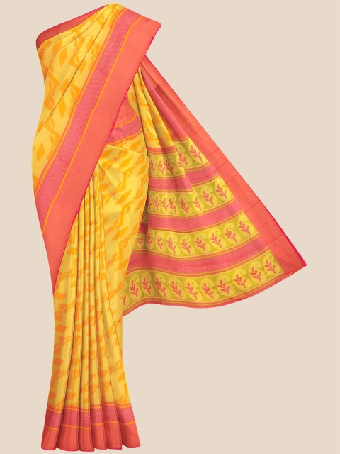 

Kalamandir Yellow & Pink Floral Silk Blend Saree