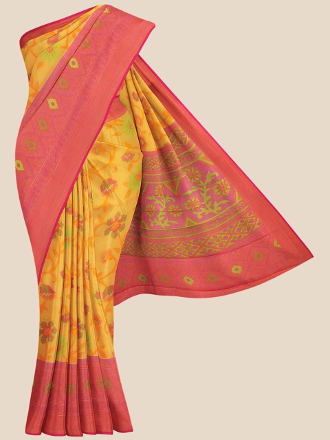 

Kalamandir Yellow & Pink Floral Printed Saree
