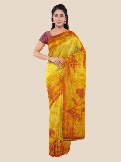 

Kalamandir Yellow & Orange Silk Blend Saree