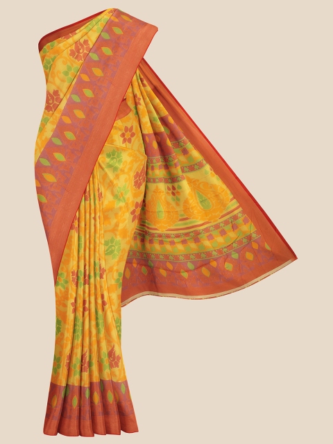 

Kalamandir Yellow & Red Floral Silk Blend Saree