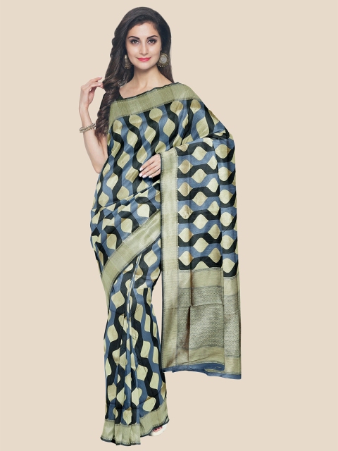

Kalamandir Grey & Gold-Toned Woven Design Saree
