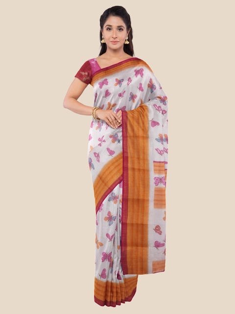 

Kalamandir Grey & Magenta Ethnic Motifs Zari Silk Blend Saree