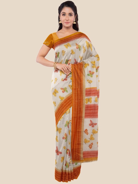 

Kalamandir Grey & Multicoloured Floral Printed Saree