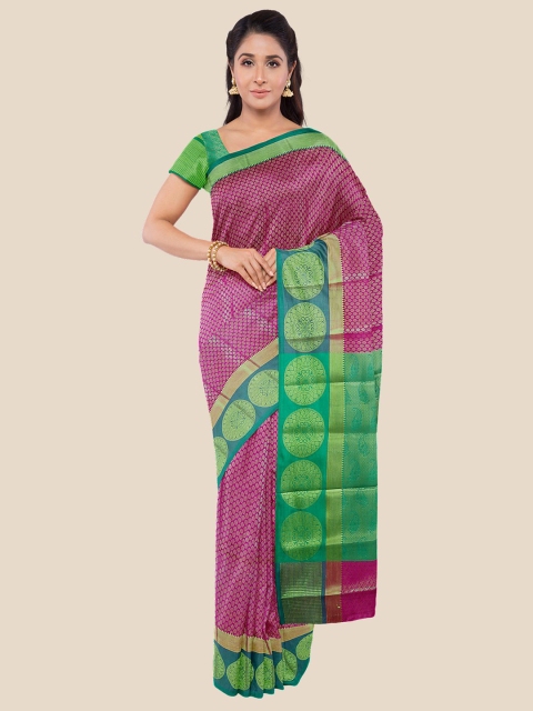

Kalamandir Pink & Green Woven Design Saree
