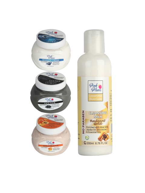 

Pink Plums Paraben Free Aloevera Charcoal Gold Face & Body Massage Creams, Multi