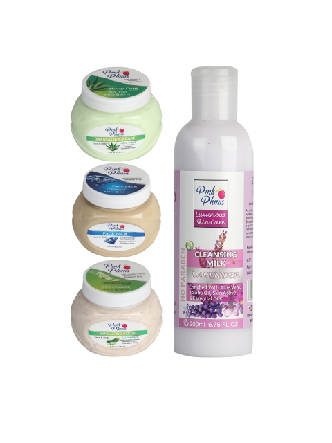 

Pink Plums Set of 4 Facial Kit, Multi
