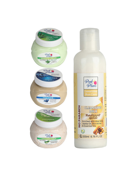

Pink Plums Men Women Paraben Free Aloevera Charcoal Gold Face & Body Massage Creams, Multi