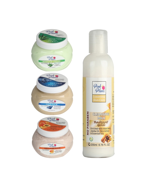 

Pink Plums Men Women Paraben Free Aloevera Charcoal Gold Face & Body Massage Creams, Multi