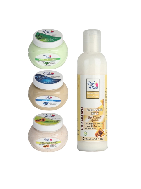 

Pink Plums Paraben Free Aloevera, Papaya & Jojoba Oil Enriched Face & Body Massage Kit, Multi