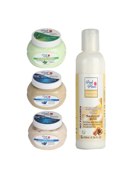 

Pink Plums Set of 4 Facial Kit, Multi