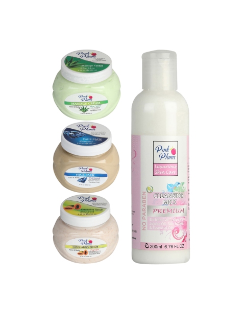 

Pink Plums Set of 4 Facial Kit, Multi