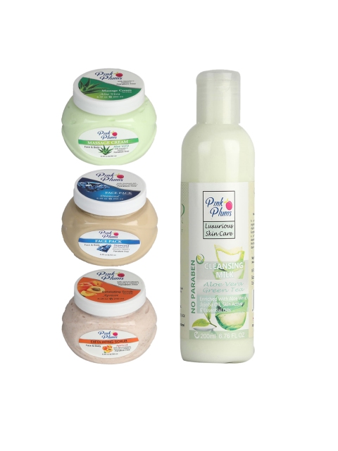 

Pink Plums Set of 4 Facial Kit, Multi