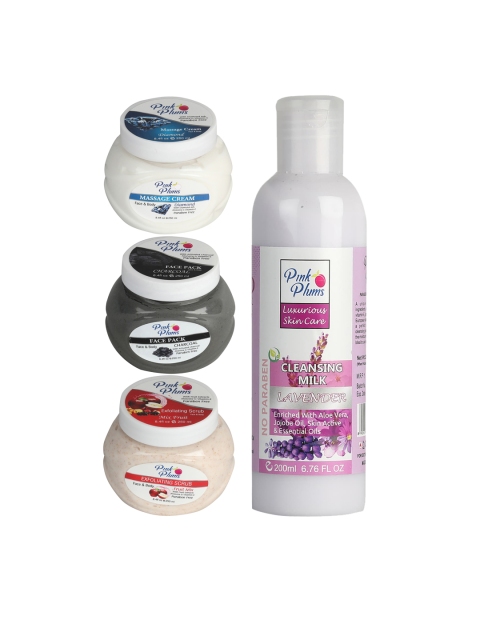 

Pink Plums Set of 4 Facial Kit, Multi