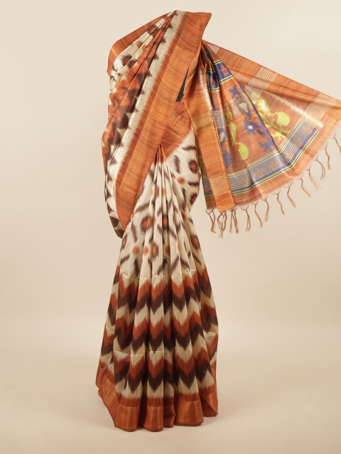 

Pothys Brown & Cream-Coloured Zari Art Silk Saree