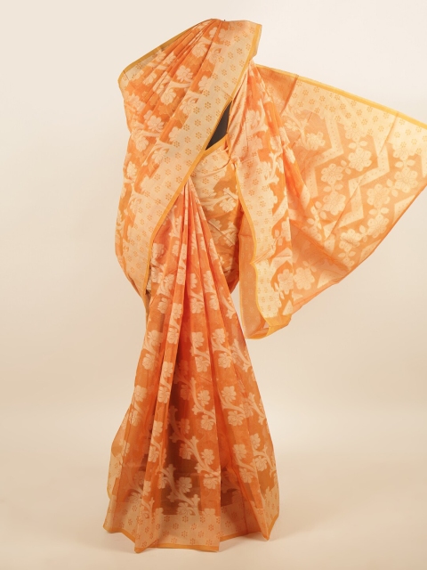 

Pothys Orange & Gold-Toned Woven Design Jute Cotton Saree