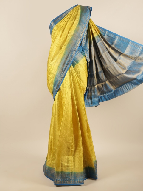 

Pothys Yellow & Blue Woven Design Art Silk Saree