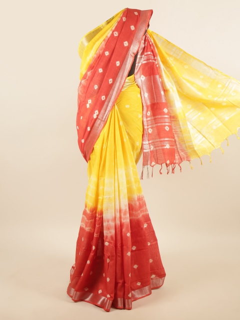 

Pothys Yellow & Red Bandhani Jute Cotton Saree