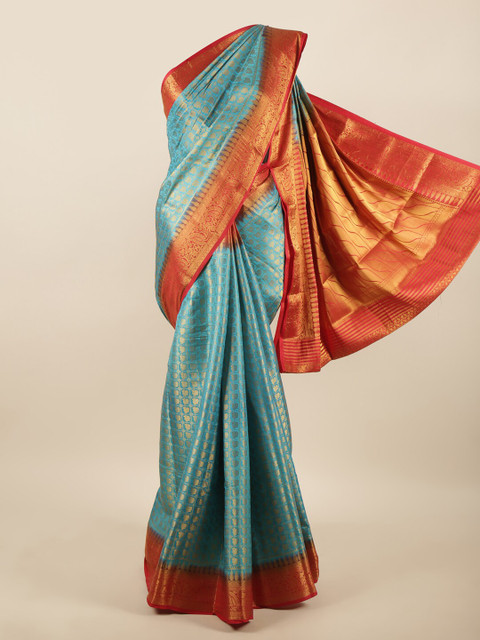 

Pothys Blue & Red Woven Design Zari Art Silk Saree