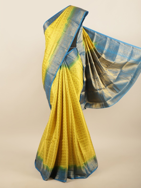 

Pothys Yellow & Blue Ethnic Motifs Zari Art Silk Saree