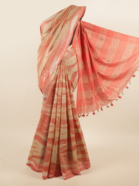 

Pothys Tan & Rust Tie and Dye Zari Jute Cotton Saree