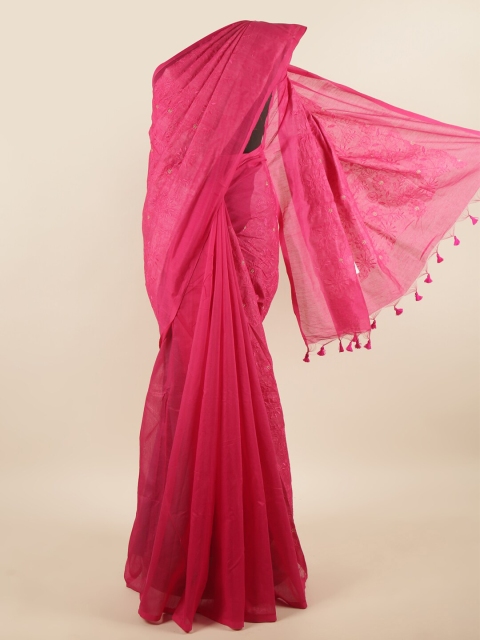 

Pothys Pink Floral Jute Cotton Saree