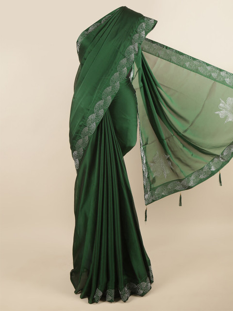 

Pothys Green & Silver Embellished Saree