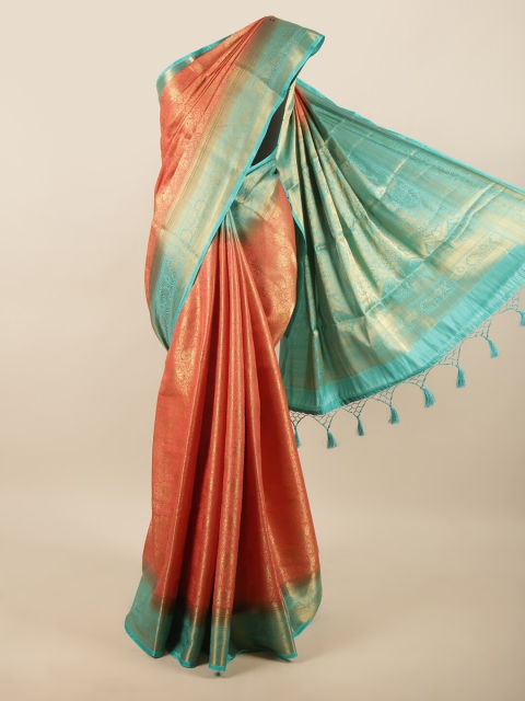 

Pothys Orange & Gold-Toned Ethnic Motifs Zari Art Silk Saree