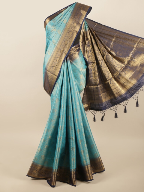 

Pothys Blue & Gold-Toned Woven Design Zari Art Silk Saree