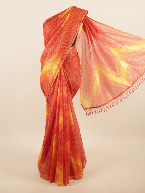 

Pothys Red & Yellow Bandhani Supernet Saree