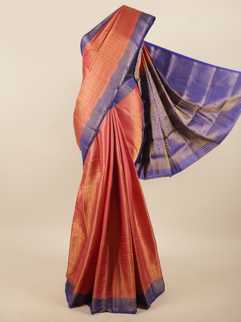 

Pothys Pink & Blue Ethnic Motifs Zari Art Silk Saree