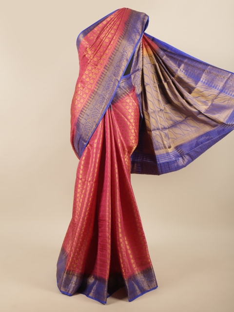 

Pothys Pink & Blue Ethnic Motif Woven Design Art Silk Saree