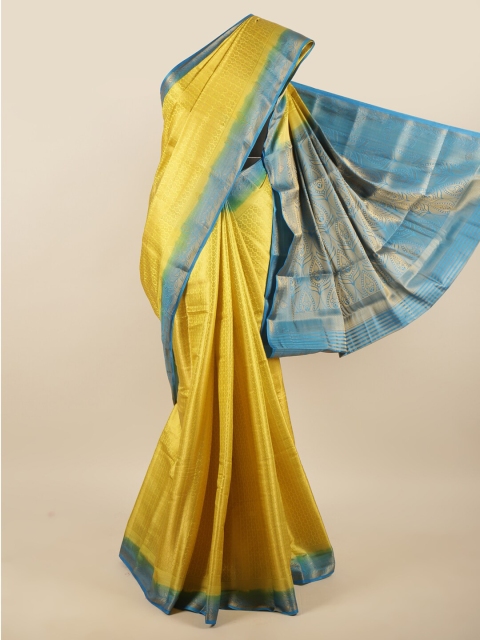 

Pothys Yellow & Blue Woven Design Zari Art Silk Saree