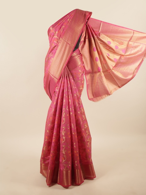 

Pothys Pink & Gold-Toned Woven Design Zari Saree