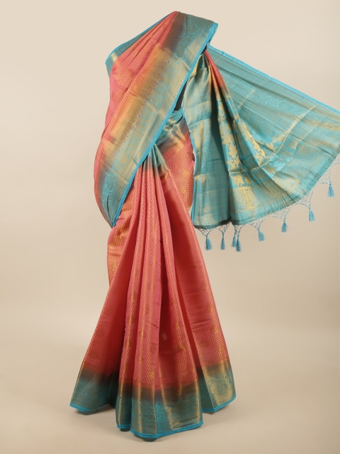 

Pothys Pink & Blue Woven Design Art Silk Saree