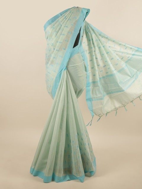 

Pothys Blue Floral Embroidered Tissue Saree