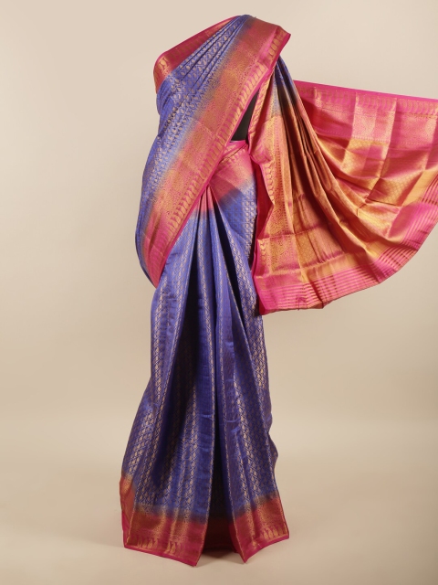 

Pothys Blue & Magenta Ethnic Motifs Zari Art Silk Saree