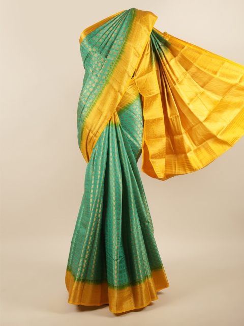 

Pothys Green & Yellow Ethnic Motifs Zari Art Silk Saree