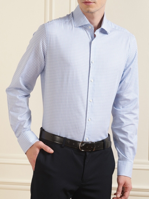 

HACKETT LONDON Men White Slim Fit Checked Formal Shirt