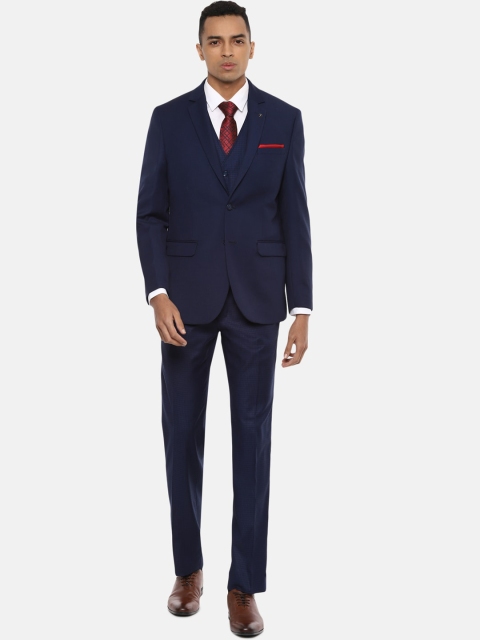 

Van Heusen Men Navy Blue Solid Slim Fit Single-Breasted Formal 4-Piece Suit