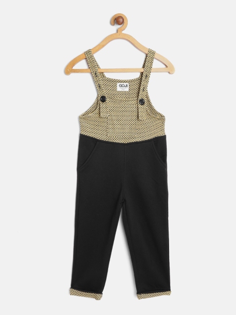 

GOJI Girls Yellow & Black Self Design Straight-Leg Winter Dungaree