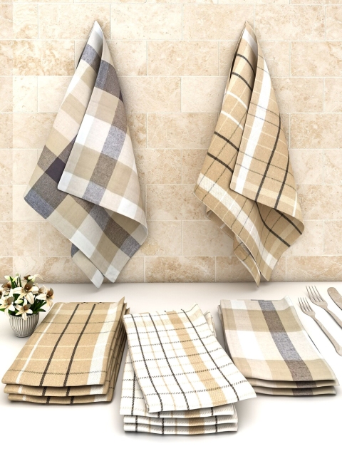 

Athom Trendz Pack of 12 Living Checks Cotton Multipurpose Kitchen Towel, Beige